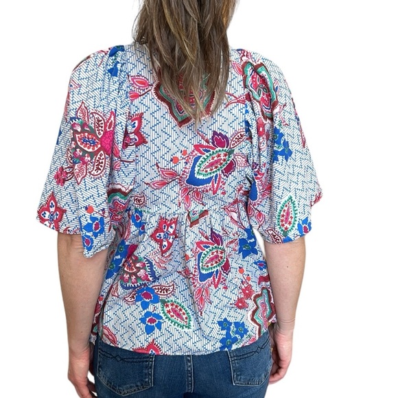 ZARA Woman | CROCHET DETAIL SHIRT Multicolor w/Long Slit Bohemian Lightweight M - Picture 4 of 15